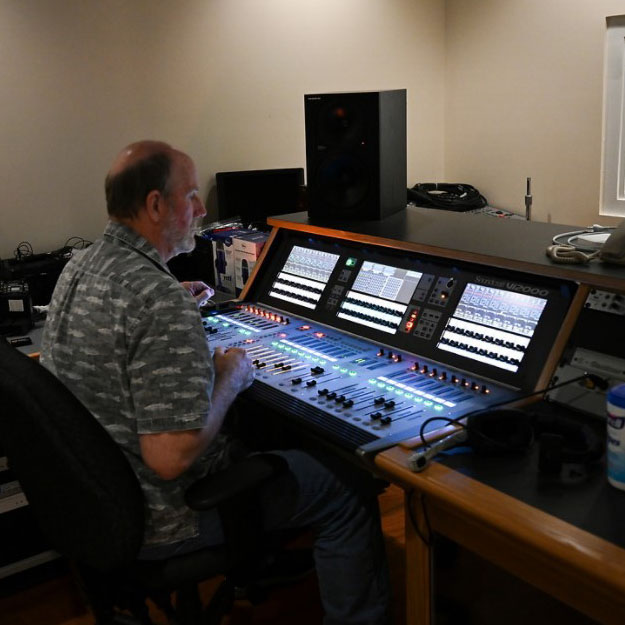 Larry Shaw at the audio board