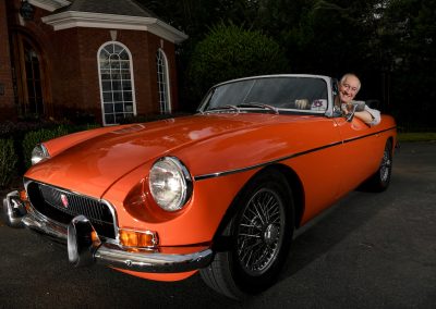 David Paradice, Harbert Eminent Scholar in Business Analytics and chair of the Department of Systems and Technology, is pictured with his 1971 MGB roadster